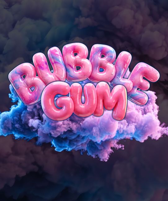 Pink cartoon letters BUBBLE GUM