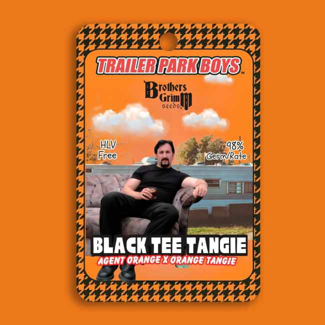 Trailer Park Boys branded product packaging with a person sitting on a couch.