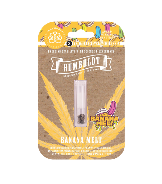 Humboldt Banana Melt packaging with yellow leaf design on a white background