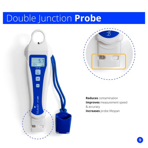 Double Junction Probe with digital display and blue accents on a white background