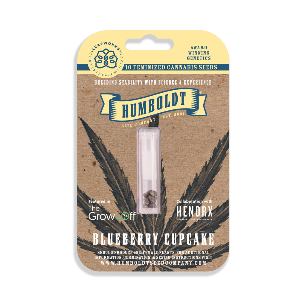 Humboldt Seed Company packaging for Blueberry Cupcake cannabis seeds on a white background