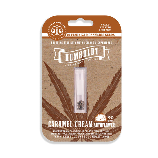 Humboldt cannabis seeds packaging with a white background