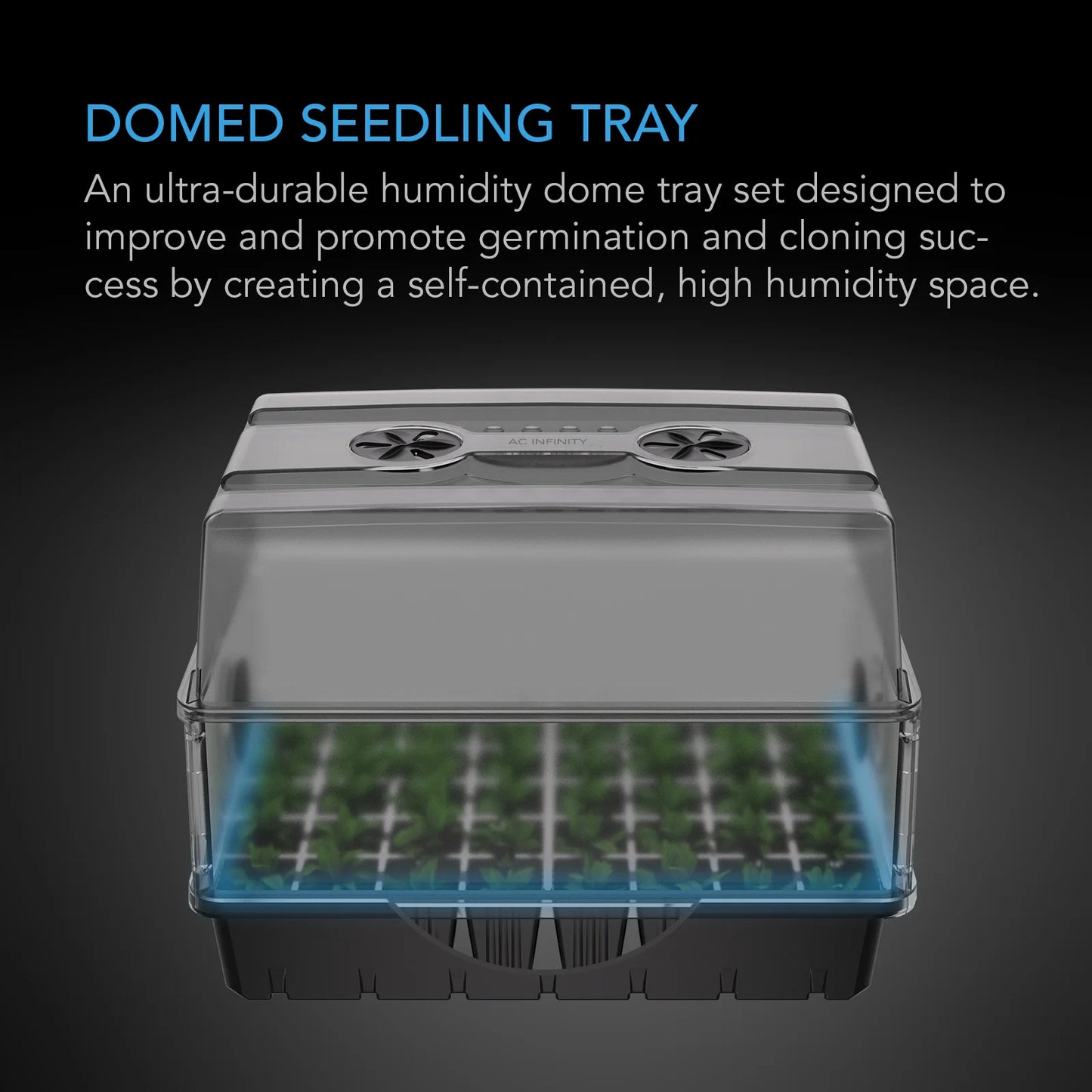 AC Infinity Humidity Dome, Heavy-Duty Germination Kit with 3 mm Thickest Dome, Sturdy Drip Tray, 5x8 Cell Seedling Tray, Vented Height Extension Panels, for Seed Starting, Propagation, Cloning Plants