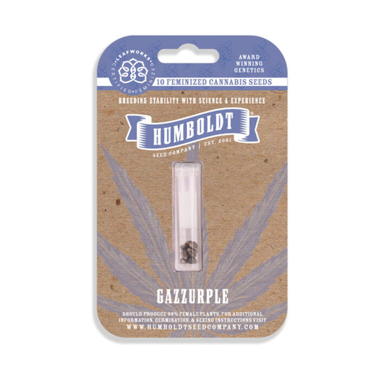 Humboldt Seed Company packaging with cannabis seeds on a white background