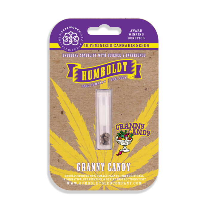 Humboldt Seeds packaging for Granny Candy cannabis seeds on a white background