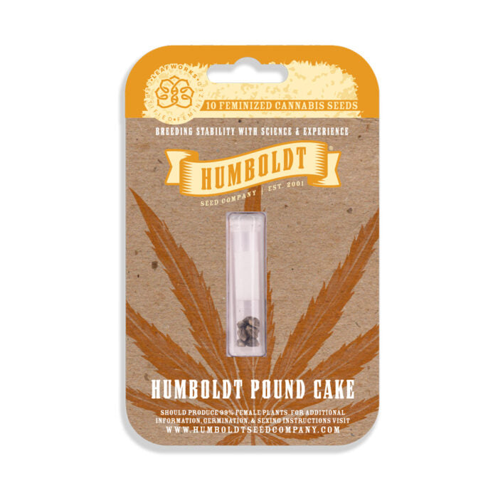 Humboldt cannabis seeds packaging with a white background