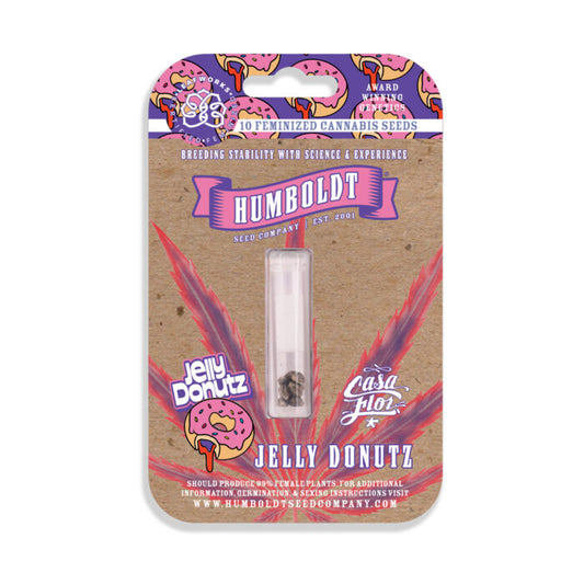 Humboldt Seed Company packaging with a cannabis seed and colorful design.