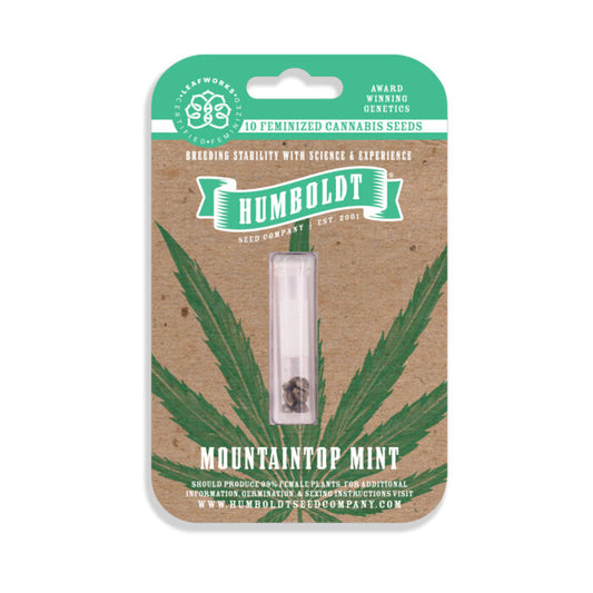Humboldt Seed Company packaging with cannabis seeds on a white background