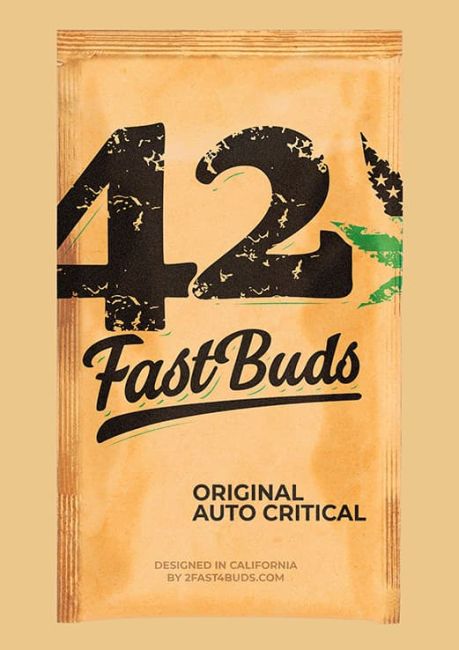 Fast Buds cannabis packaging with '42' branding on a beige background