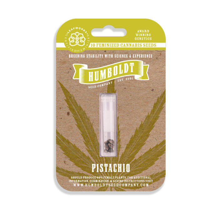 Humboldt Seed Company packaging with cannabis seed packet on a white background
