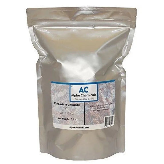 Alpha Chemicals potassium chloride packaging on a white background